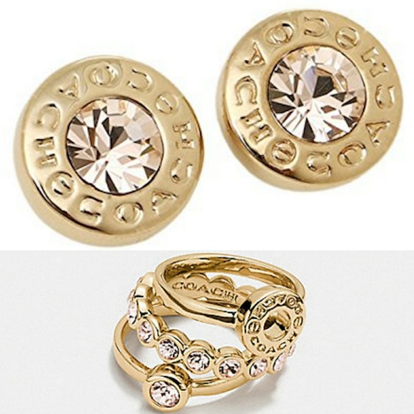 Coach Jewelry - PRICE DROP Coach Open Circle Gold Ring/Earring Set